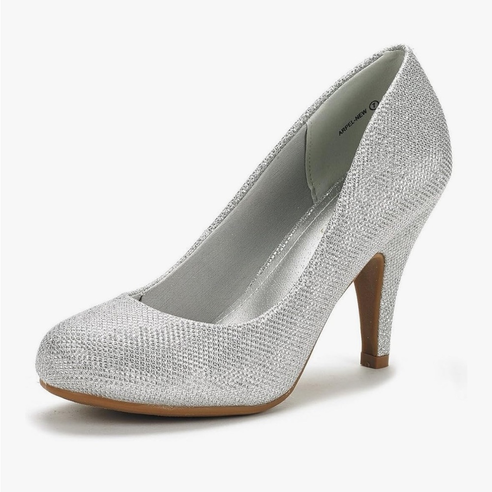 Dream Pairs Shimmering Silver Heels